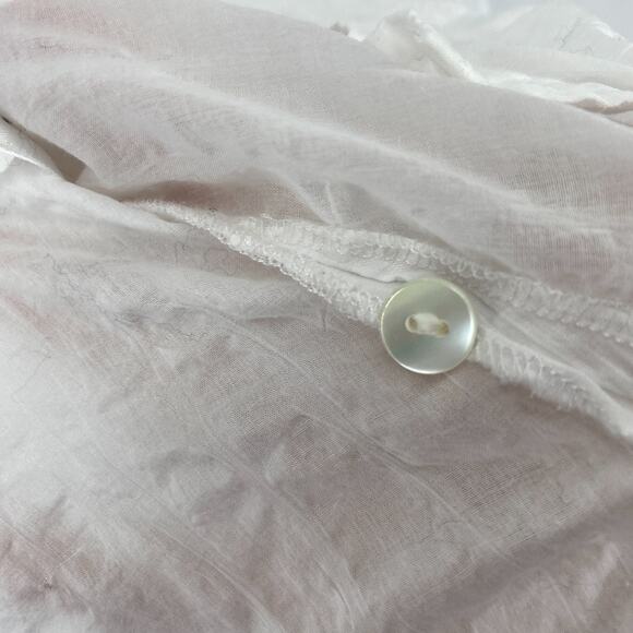 EILEEN FISHER Shirt 1X Plus Seersucker Cotton Button Front Long Sleeve White - Picture 8 of 13